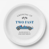2高速ブルーレーシングカー2nd誕生日 ペーパープレート (正面)