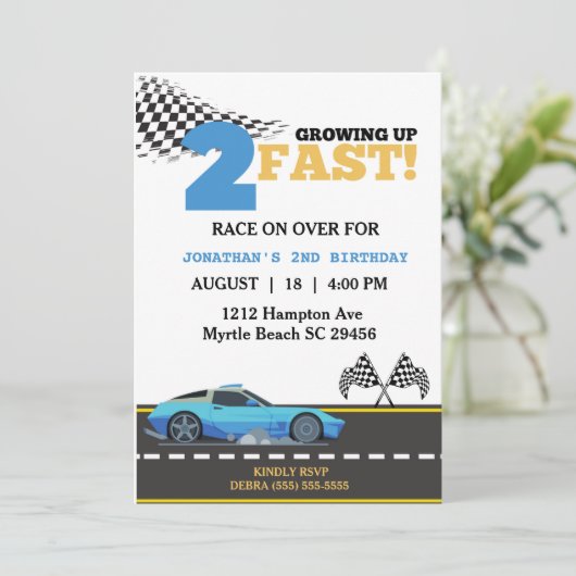 2高速ブルーレースカーボーイ2nd誕生日パーティー 招待状 (スタンド正面)