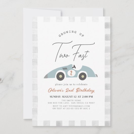 2高速ブルーレースカーボーイ2nd誕生日 招待状 (正面)