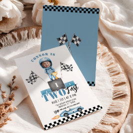 2高速ブルーレースカー写真2nd誕生日 招待状