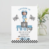 2高速ブルーレースカー写真2nd誕生日 招待状 (スタンド正面)