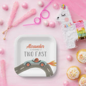 2高速ブルーレースカー誕生日紙プレート ペーパープレート (パーティー)