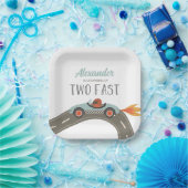 2高速ブルーレースカー誕生日 ペーパープレート (パーティー)