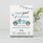 2高速ブルーレースカー2nd誕生日招待状 招待状 (スタンド正面)