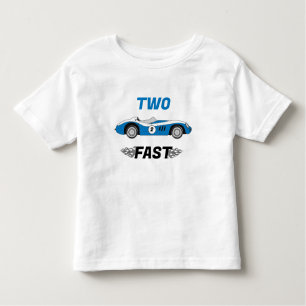 2高速ブルーヴィンテージレースカーボーイ男の子2歳の誕生日 トドラーTシャツ