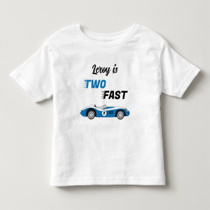 2高速ブルーヴィンテージレースカーボーイ男の子2歳の誕生日 トドラーTシャツ