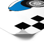 2高速ブルーヴィンテージレースカー誕生日の好意 ポスター (角)