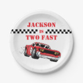 2高速モダン赤レースカーボーイ2nd誕生日 ペーパープレート (正面)
