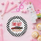 2高速レッドフレームレースカー2nd誕生日パーティー ペーパープレート (パーティー)
