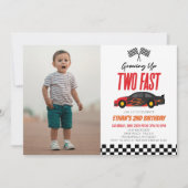 2高速レッドフレームレースカー2nd誕生日パーティー 招待状 (正面)