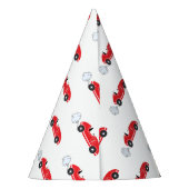 2高速レッドレトロのレース車のレーステーマ誕生日 パーティーハット (裏面)