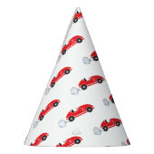 2高速レッドレトロのレース車のレーステーマ誕生日 パーティーハット (左)