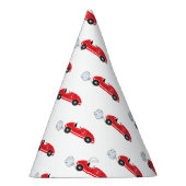 2高速レッドレトロのレース車のレーステーマ誕生日 パーティーハット (右)