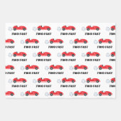 2高速レッドレトロのレース車のレーステーマ誕生日 ラッピングペーパーシート (正面)