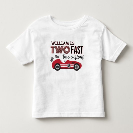 2高速レッドレーシングカー第2誕生日 トドラーTシャツ (正面)