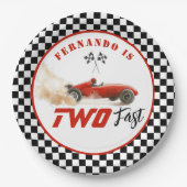 2高速レッドレースカーボーイ2nd誕生日バルーン ペーパープレート (正面)