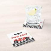 2高速レッドレースカーレース誕生日パーティー スクエアペーパーコースター (インサイチュ)