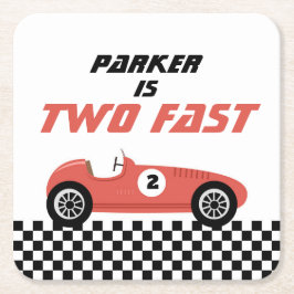 2高速レッドレースカーレース誕生日パーティー スクエアペーパーコースター
