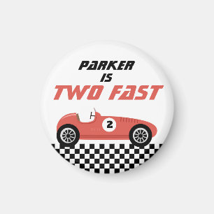 2高速レッドレースカーレース誕生日パーティー マグネット