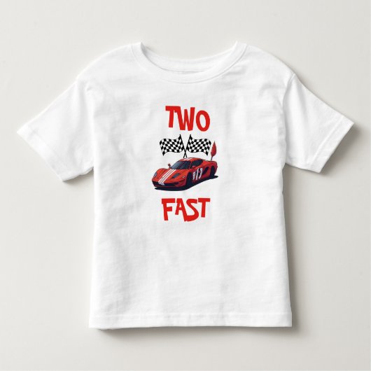 2高速レッドレースカー第2誕生日 トドラーTシャツ (正面)