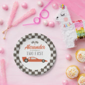 2高速レッドレースカー誕生日紙プレート ペーパープレート (パーティー)