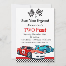 2高速レッドレースカー誕生日 招待状