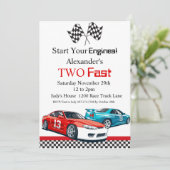 2高速レッドレースカー誕生日 招待状 (スタンド正面)