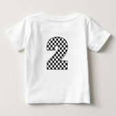 2高速レッドレースカー2nd誕生日パーティー服 ベビーTシャツ (裏面)