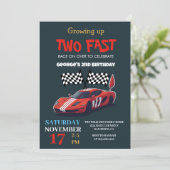 2高速レッドレースカー2nd誕生日パーティー 招待状 (スタンド正面)