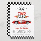 2高速レッドヴィンテージレースカーボーイ男の子2歳の誕生日 招待状 (正面/裏面)