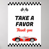 2高速レッドヴィンテージレースカー誕生日の好意 ポスター (正面)