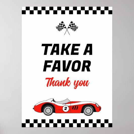 2高速レッドヴィンテージレースカー誕生日の好意 ポスター (正面)