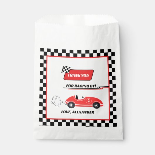 2高速レトロなレース車のテーマ少年の誕生日 フェイバーバッグ (正面)