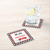 2高速レトロなレース車のテーマ少年の誕生日 ペーパーコースター (インサイチュ)