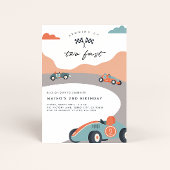 2高速レトロヴィンテージレースカー2nd誕生日 招待状