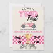 2高速レーサーテーマ誕生日招待状ピンク 招待状 (正面)