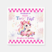 2高速レースピンクカーガール2nd誕生日パーティー スタンダードカクテルナプキン (正面)