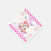 2高速レースピンクカーガール2nd誕生日パーティー スタンダードカクテルナプキン (角)