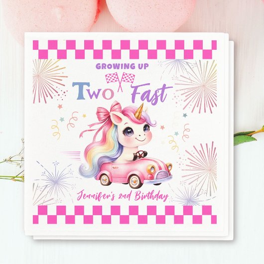 2高速レースピンクカーガール2nd誕生日パーティー スタンダードカクテルナプキン