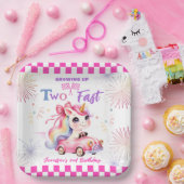 2高速レースピンクカーガール2nd誕生日パーティー ペーパープレート (パーティー)