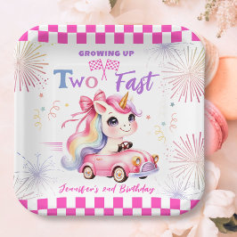 2高速レースピンクカーガール2nd誕生日パーティー ペーパープレート