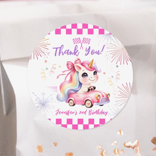 2高速レースピンクカーガール2nd誕生日パーティー ラウンドシール