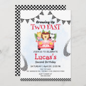 2高速ワイルドサファリレースカー2nd誕生日パーティー 招待状 (正面/裏面)