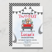 2高速ワイルドサファリレースカー2nd誕生日パーティー 招待状 (正面/裏面)