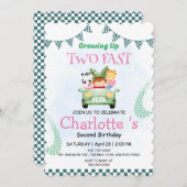 2高速ワイルドジャングルレースカー2nd誕生日パーティー 招待状 (正面/裏面)