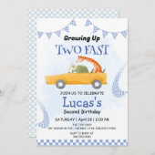 2高速ワイルドジャングルレースカー2nd誕生日パーティー 招待状 (正面/裏面)
