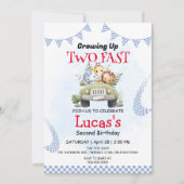 2高速ワイルドジャングルレースカー2nd誕生日パーティー 招待状 (正面)