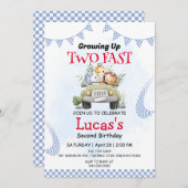 2高速ワイルドジャングルレースカー2nd誕生日パーティー 招待状 (正面/裏面)