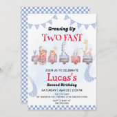 2高速ワイルドジャングルレースカー2nd誕生日パーティー 招待状 (正面/裏面)