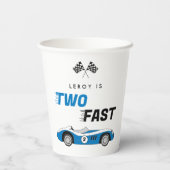 2高速ヴィンテージブルーレースカーボーイ2nd誕生日 紙コップ (裏面)